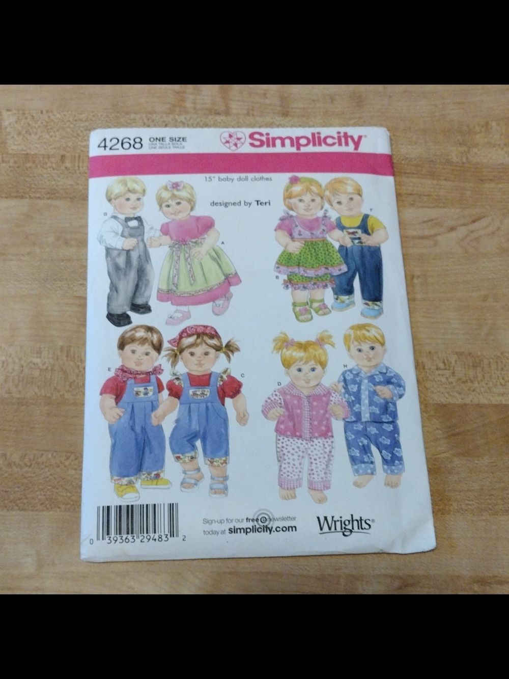 Simplicity Lot of 2 Doll Clothes Sewing Patterns 4268 15" & 1391 18" - Picture 3 of 8